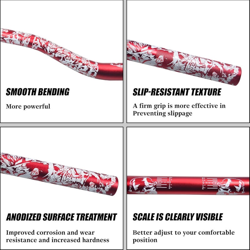 JXPANG Universal 28mm 1/1/8" Handle Bar For CRF KLX KX LTR TRX SX SXF EXC XCW Motocross Pit Dirt Bike Scooter ATV Quad Bike Grizzly Hawk 250 Bicycles (Red) - Image 3